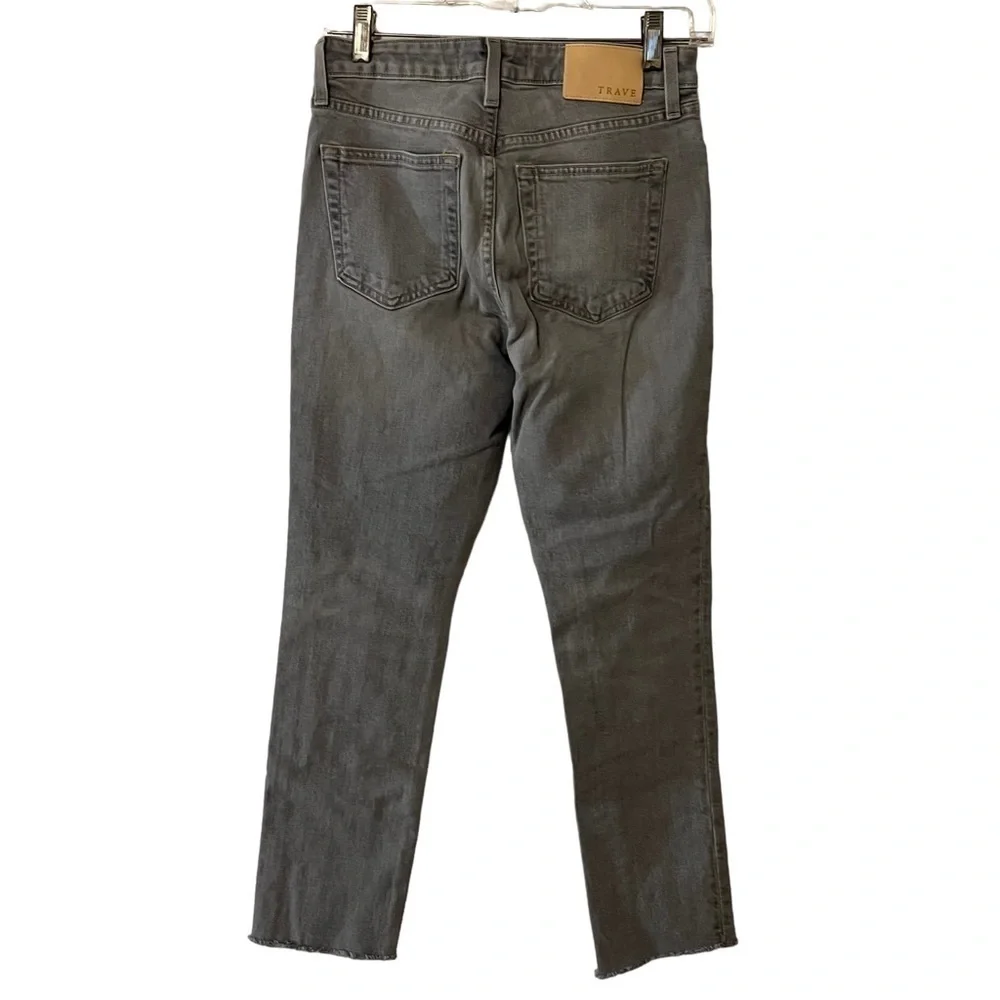 TRAVE Irena Slim Jeans High Rise with Frayed Hem 26 Gray Straight